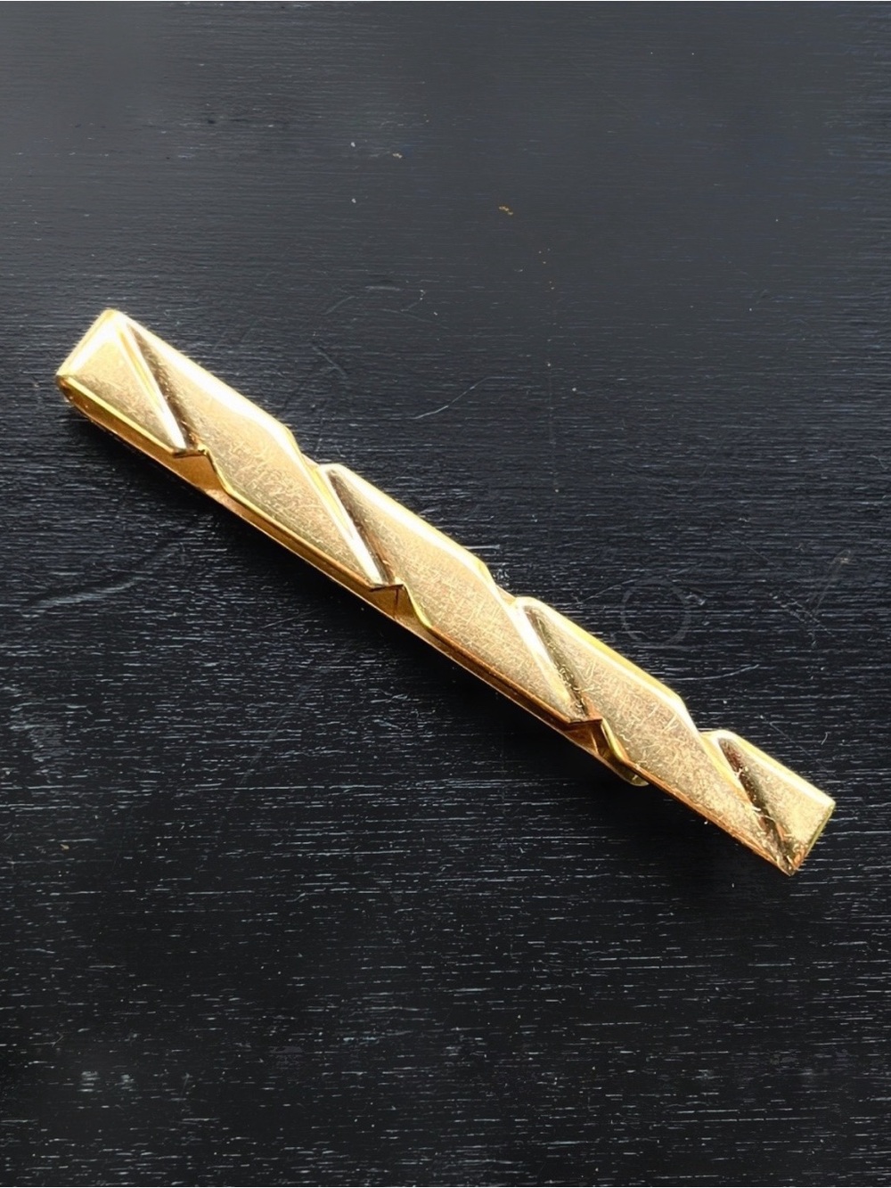 Vintage 12k Gold Filled SWANK Tie Bar Mid Century Minimalist Twist